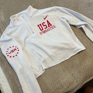 USA Gymnastics white crop zip up